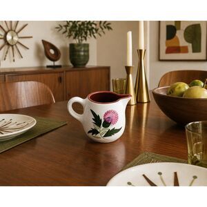 Vintage Stangl Pottery Creamer Thistle Pattern 12oz MCM Pink Floral 4" high
